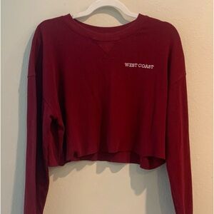 Forever 21 Womens Red Long Sleeve Cropped Sweatshirt Size Large - West Coast